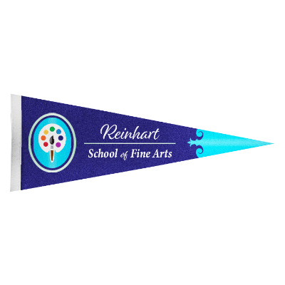White felt pennant flag with a custom imprint.