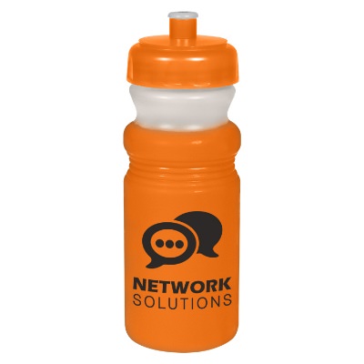Plastic green to blue mood water bottle with logo in 20 ounces.