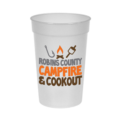 Plastic nite glow glow in the dark stadium cups with printing in 17 ounces.