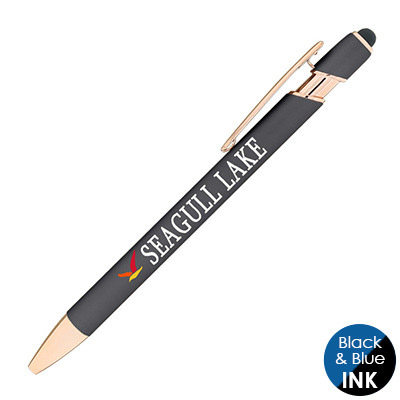 Custom rose gold accented metal full color pen.