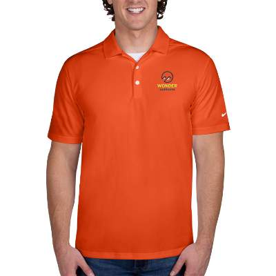 Custom embroidered orange dri-fit pique polo