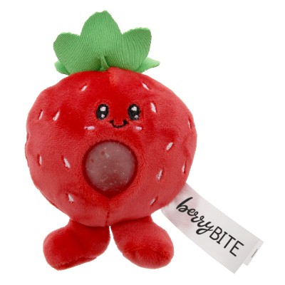 Red foam stress ball with a custom imprint.