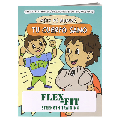 Multicolored paper coloring book with a custom imprint.