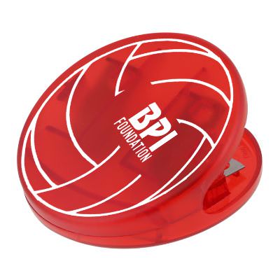 Plastic translucent green volleyball magnet chip clip with logo.