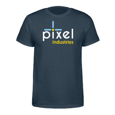 Indigo full color custom t-shirt.