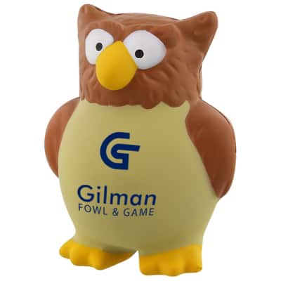 Foam owl stress ball personalized with promo.