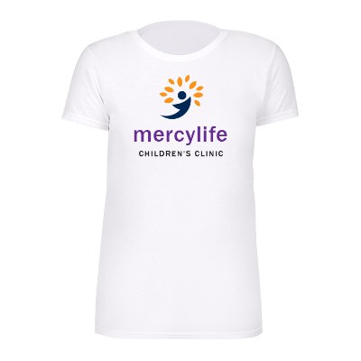 White customized heavy cotton printed t-shirt.