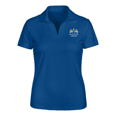 Personalized full color blue performance ladies' plaited polo