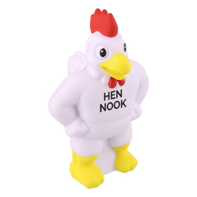 White foam stress ball with a branded logo.