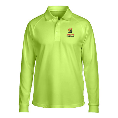 Customized embroidered safety yellow long-sleeve tactical polo