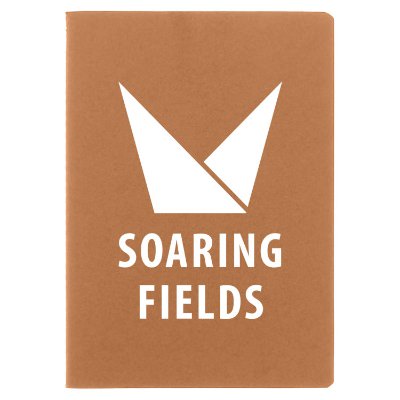 Brown recycled paper notepad with custom logo.