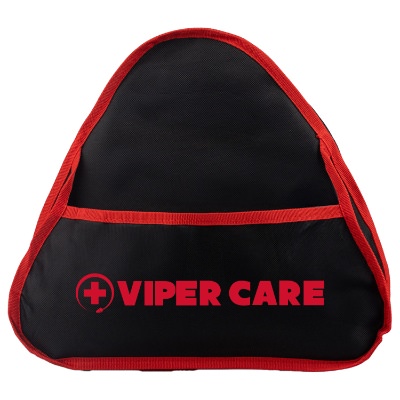 Black canvas bag with jumper cable set with one color imprint.