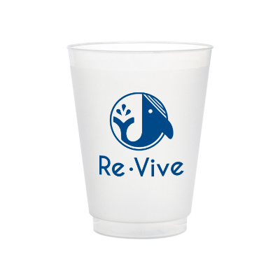Durable plastic frosted plastic cup with custom logo in 16 ounces.