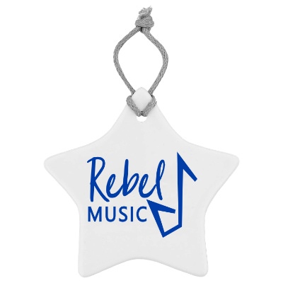 White ceramic ornament with a personalized imprint