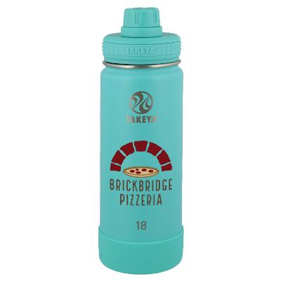 Teal bottle with full color logo.