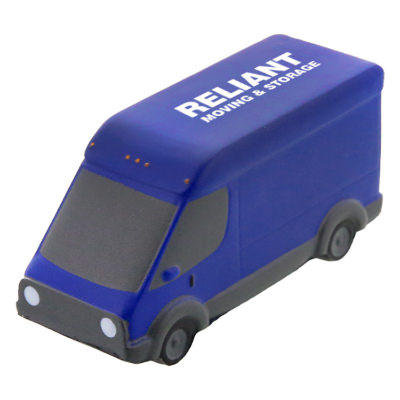 Blue foam stress ball with a personalized imprint.