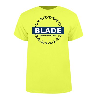 Safety orange full color marketing shirt.