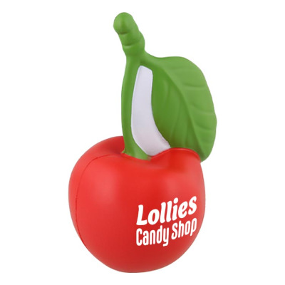 Red foam stress ball with a custom imprint.