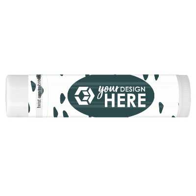 Designed background lip balm with a branded logo.