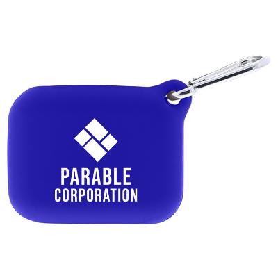 Silicone blue tech pouch imprinted with your logo.