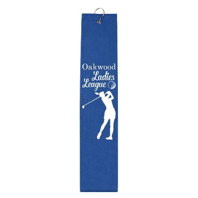 Custom tri fold golf towel.