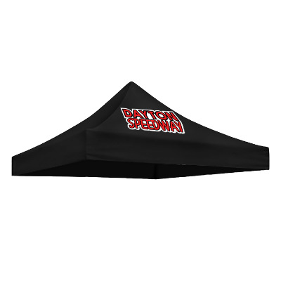 Black 10-ft. tent with custom imprint.