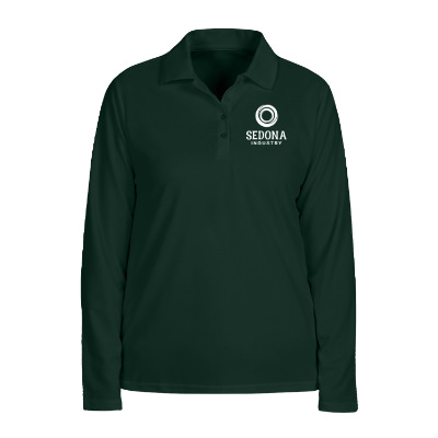 Customized forest green ladies' long-sleeve polo