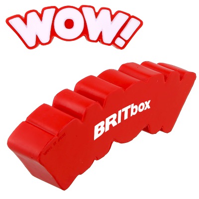 Red foam stress ball with a custom imprint.