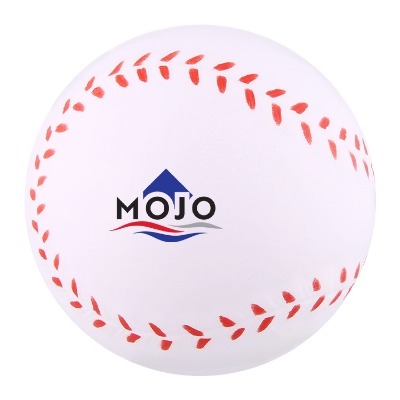 White foam stress ball with a custom logo.