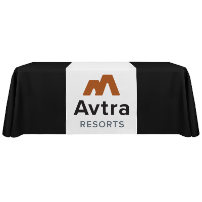 30 inches x 90 inches polyester table runner with full-color custom print.