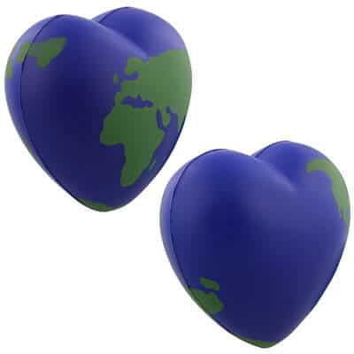 Foam earth heart stress ball blank.
