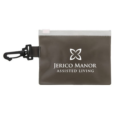 Gray plastic first aid kit with a personalized imprint.