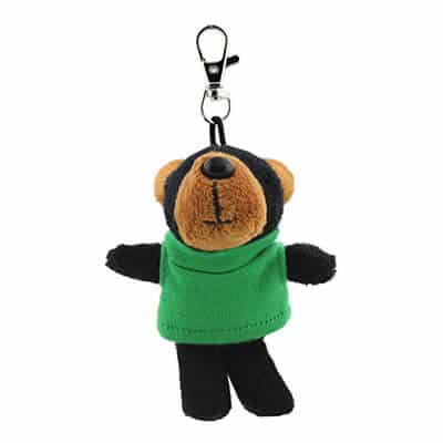 Plush and cotton kelly green wild bunch key tag black bear blank.