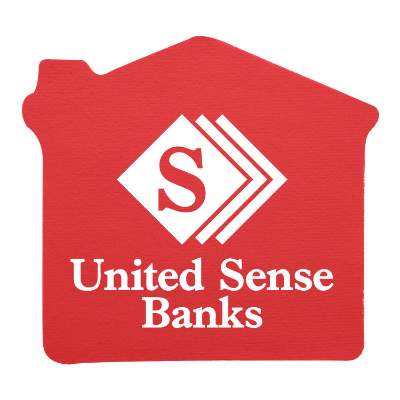 Red 5-in. house vinvly jar opener with custom printed logo.