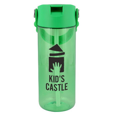 Green sports bottle with custom logo in 18 oz.