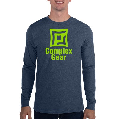 Custom logo long sleeve navy mist t-shirt.