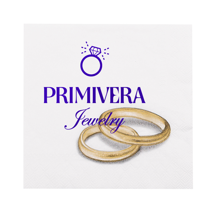 2Ply tissue rings silver foil stamped rings cocktail napkins imprinted.
