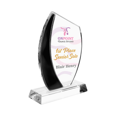 Crystal award with custom full color imprint.