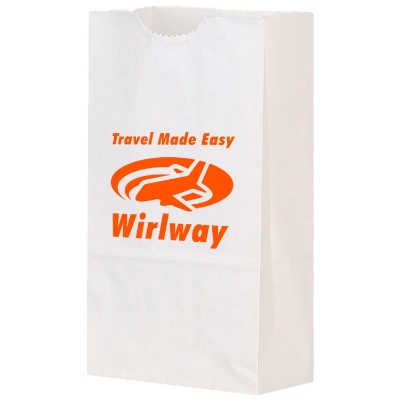 Paper white peanut recyclable bag with branding.