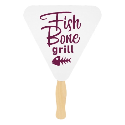 White paper hand fan with a personalized imprint