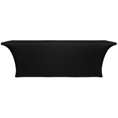 Blank 8 foot form fitted stretch polyester table cover.