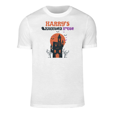 White personazlied men's t-shirt with full color logo.