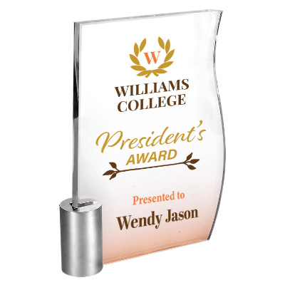 Crystal award with custom full color imprint.