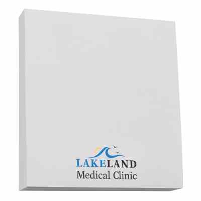 3x3 inches adhesive pad with full color imprint.