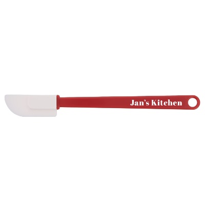 Jar scraper made of impact styrene with customized promotional logo.