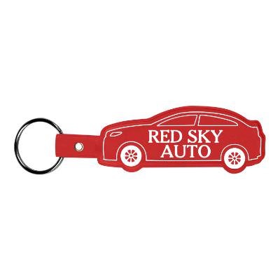 Poly vinyl chloride car flexible keychain with custom imprint.