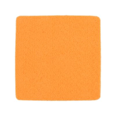 Synthetic shammy material orange 4 inches square sham coaster blank.