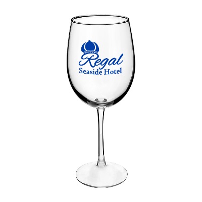 Glass clear wine glass with custom imprint in 12 ounces.