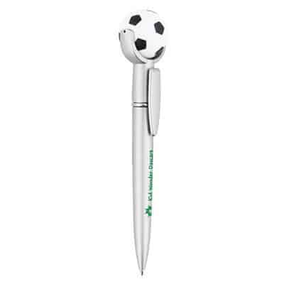 Foam and plastic soccer ball stress reliever pen top.