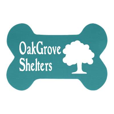 Teal dog bone rubber jar opener with custom printed logo.
